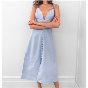 NWT Nasty Gal Baby Blue, Satin Midi Dress